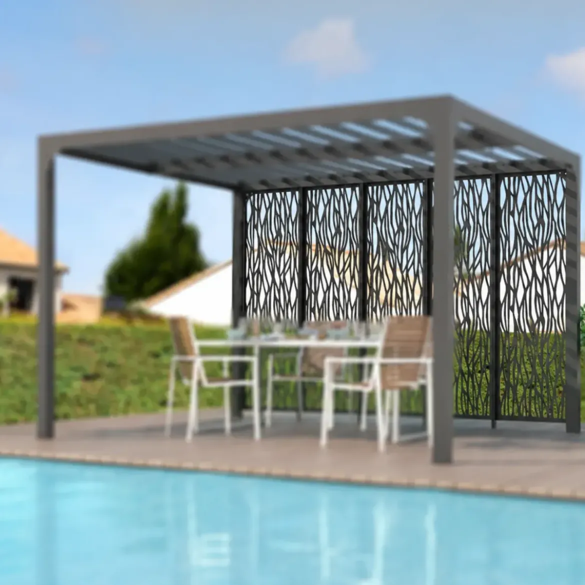 Set 5 Pannelli Acciaio Antracite per Pergola Bioclimatica Lato 3,6 m