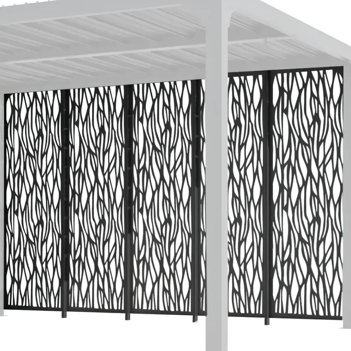 Set 5 Pannelli Acciaio Antracite per Pergola Bioclimatica Lato 3,6 m