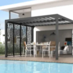 Set 4 Pannelli in Acciaio Antracite per Pergola Bioclimatica Lato 3 m