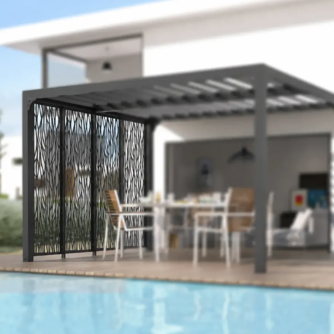 Set 4 Pannelli in Acciaio Antracite per Pergola Bioclimatica Lato 3 m