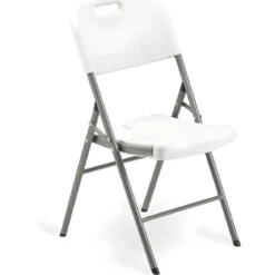 Set 4 Pezzi Sedie Pieghevoli Acciaio Plastica Bianca 45x50x88 cm