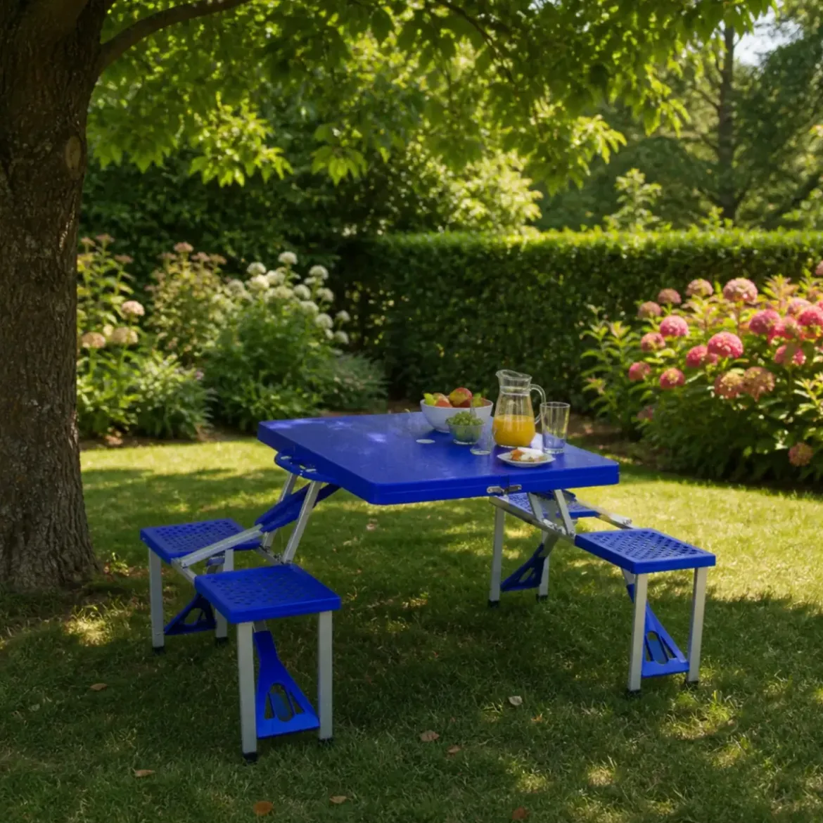 Set Pieghevole Picnic in Alluminio Abs Tavolo con Panche Campeggio