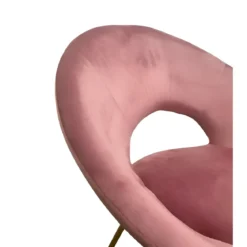 Set 2 Poltrone da Interno in Velluto Rosa con Gambe in Metallo Dorato