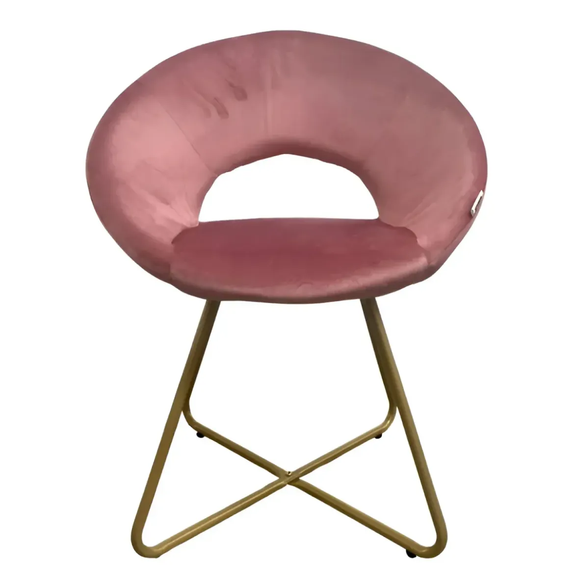 Set 2 Poltrone da Interno in Velluto Rosa con Gambe in Metallo Dorato