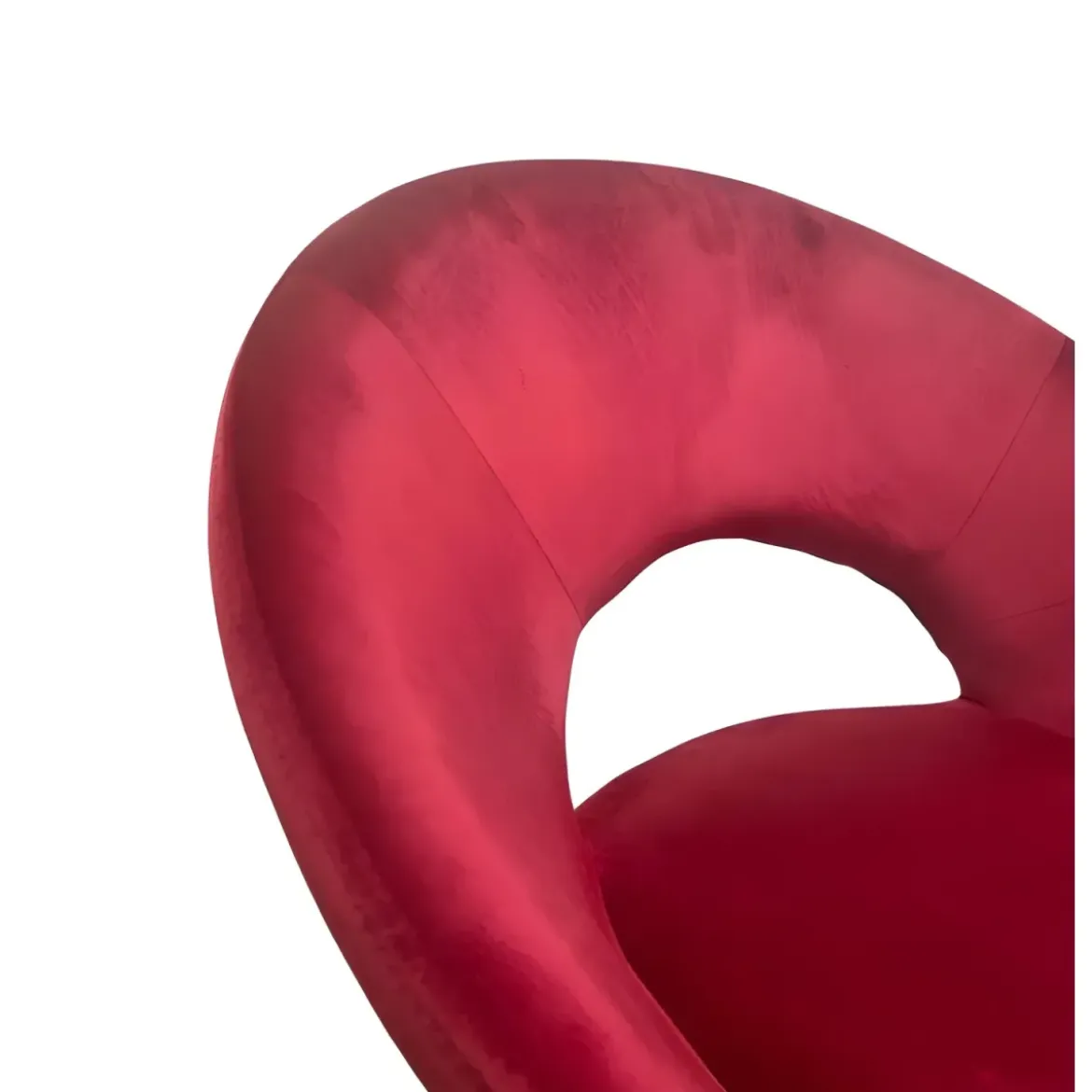 Set 2 Poltrone da Interno in Velluto Rosso con Gambe in Metallo Dorato