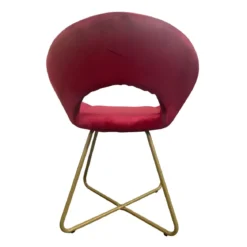 Set 2 Poltrone da Interno in Velluto Rosso con Gambe in Metallo Dorato