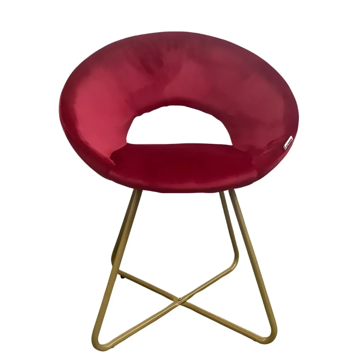 Set 2 Poltrone da Interno in Velluto Rosso con Gambe in Metallo Dorato