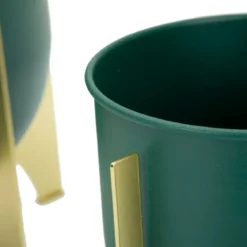 Set 2 Portavasi Bassi in Metallo Verde Oro 25-19 cm Portapiante