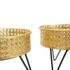Set 2 Portavasi Bassi Metallo Intrecciato Oro Nero con Vasi Rimovibili