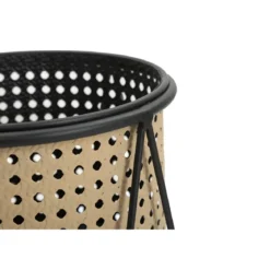 Set 2 Portavasi da Pavimento Metallo Beige Nero Piedistallo Removibile