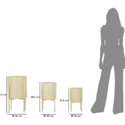 Set 3 Portavasi in Metallo Crema 36-30-24 cm da Interno Porta Piante