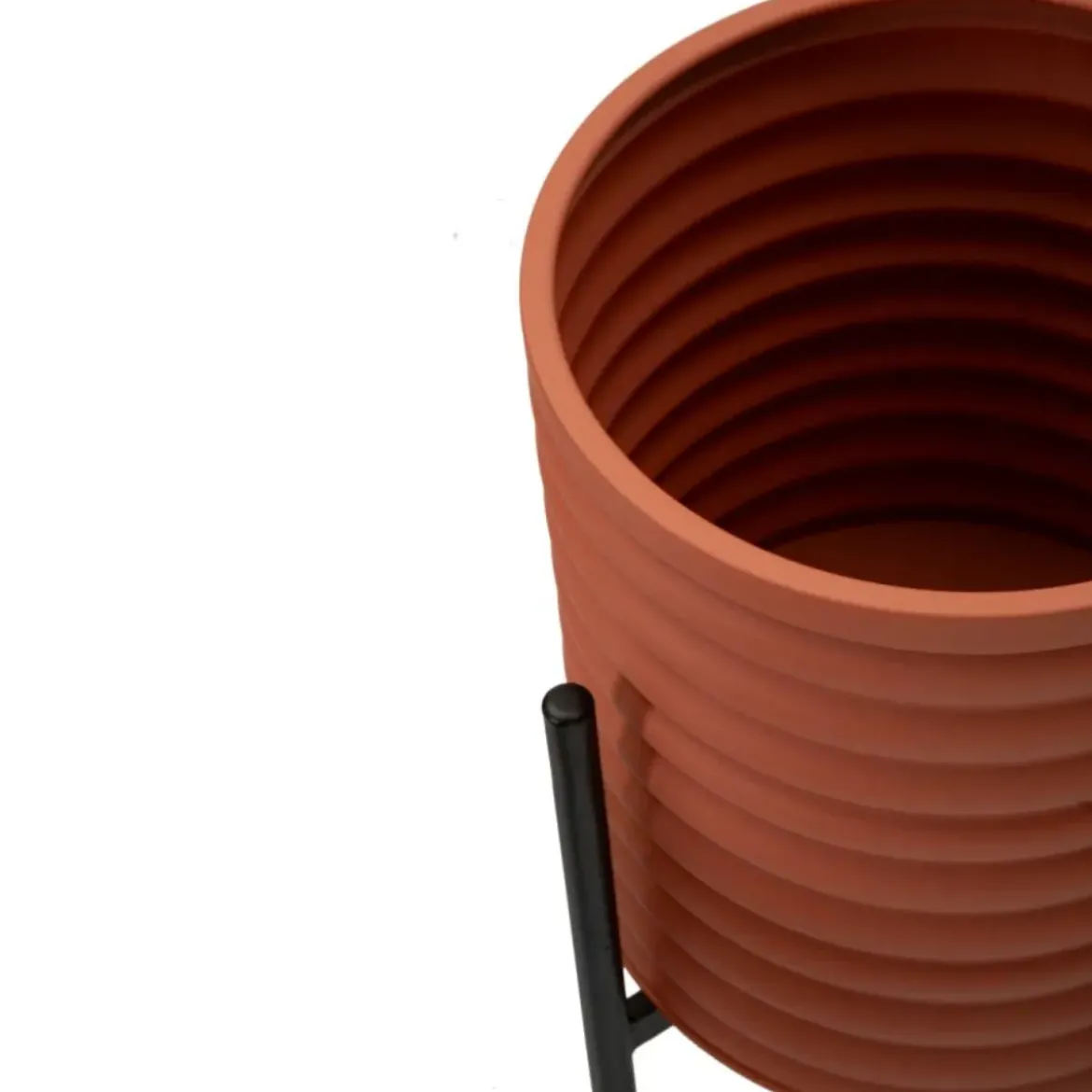 Set 3 Portavasi in Metallo Effetto Mattone Rosso Nero da Interno