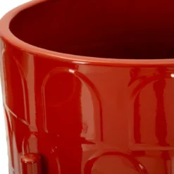 Set 3 Portavasi in Metallo Rosso 36-30-24 cm da Interno Porta Piante