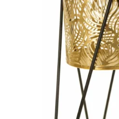 Set 2 Portavasi Metallo Nero Oro a Foglia 46 e 32 cm Vasi Rimovibili