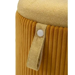 Set 2 Pouf Contenitori Imbottiti Senape Arancione per Salotto Camera