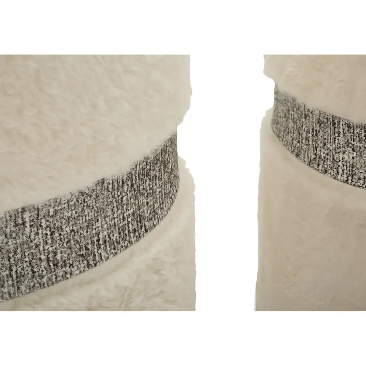 Set 2 Pouf Contenitori Imbottiti Crema Soffice Salotto Camera da Letto