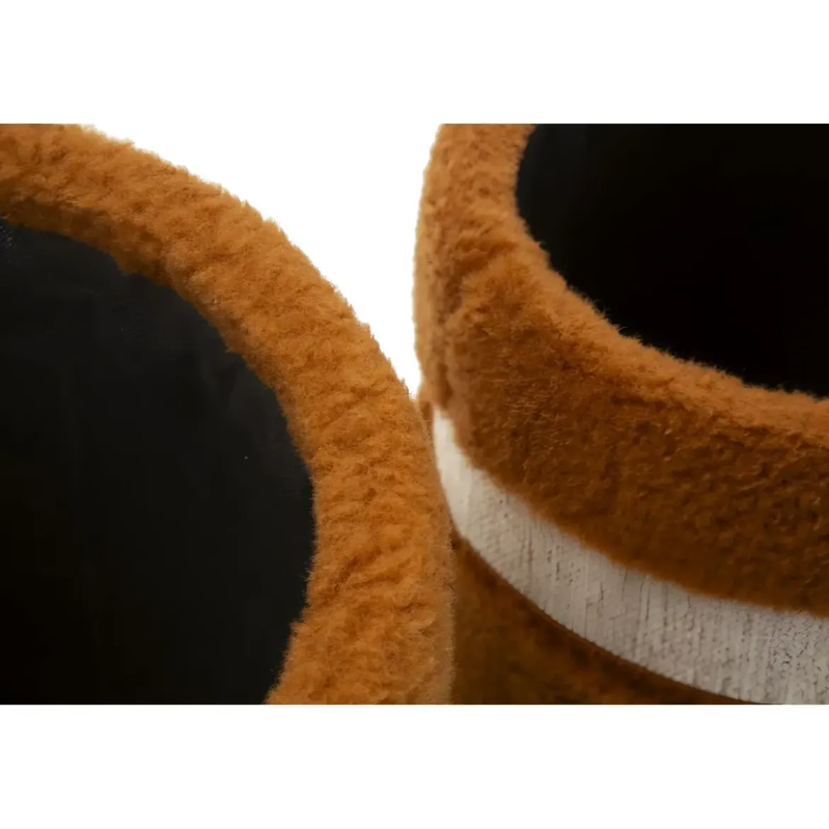 Set 2 Pouf Contenitori Imbottiti Marrone Soffice da Soggiorno Camera