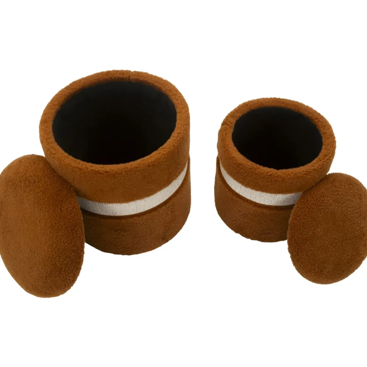 Set 2 Pouf Contenitori Imbottiti Marrone Soffice da Soggiorno Camera