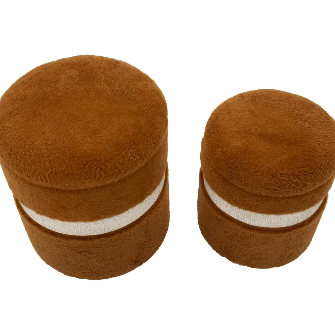 Set 2 Pouf Contenitori Imbottiti Marrone Soffice da Soggiorno Camera