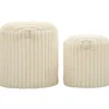 Set 2 Pouf Contenitori Imbottiti Bianco Seduta Tavolino Soggiorno Camera