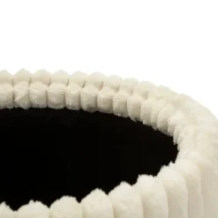 Set 2 Pouf Contenitori Imbottiti Bianco Seduta Tavolino Soggiorno Camera