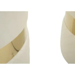 Set 2 Pouf Contenitori in Tessuto Crema Oro Salvaspazio Soggiorno