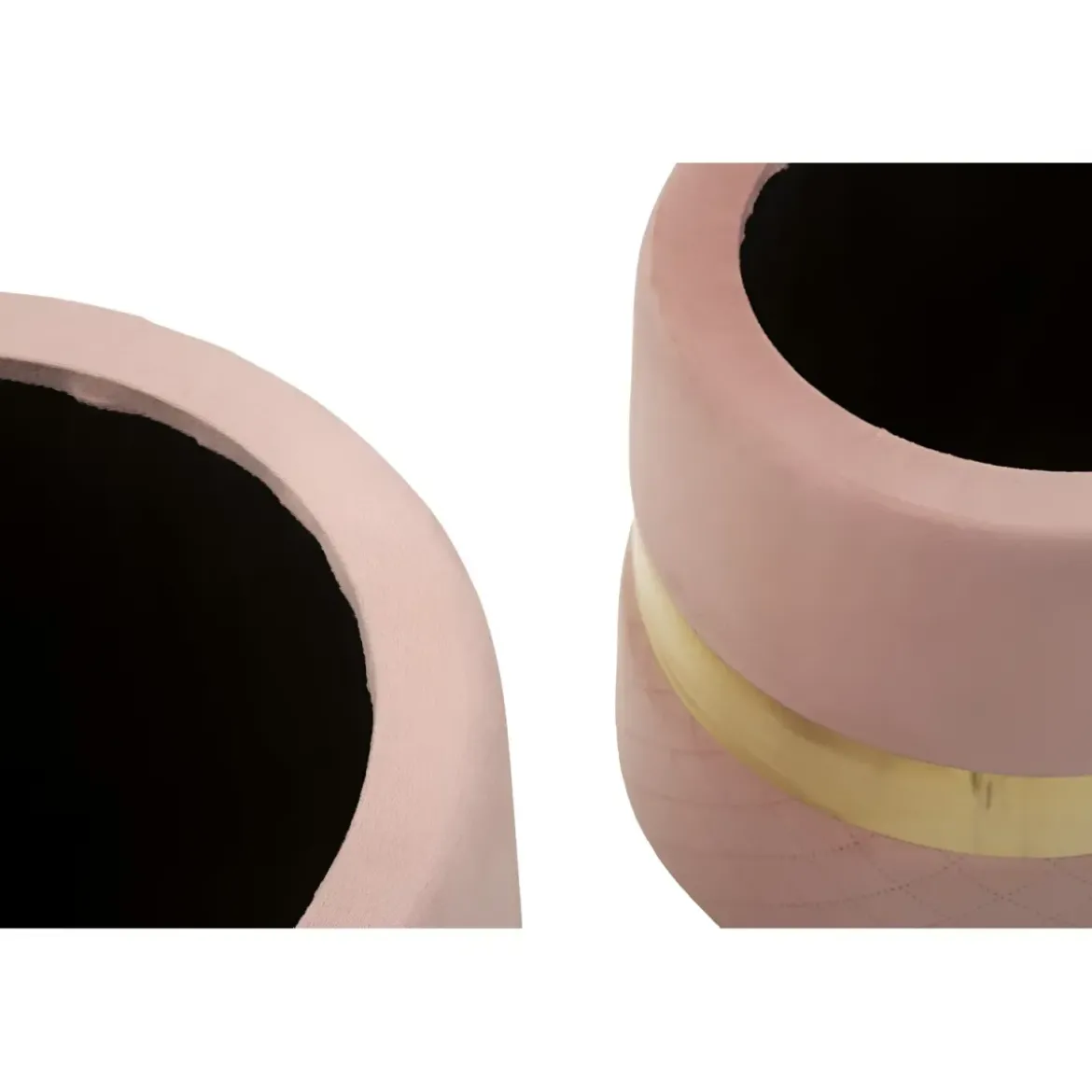 Set 2 Pouf Contenitori in Tessuto Rosa Oro Salvaspazio Salotto Camera