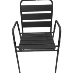 Set Pranzo Tavolo 4 Sedie con Braccioli Antracite Acciaio da Giardino Terrazzo