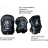 Set Protezioni Ragazzi Nero per Bici Skateboard Pattini Ergonomico