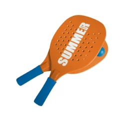 Set 2 Racchette Beach Tennis Legno Colorato con Pallina Morbida