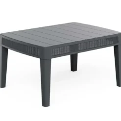 Set Salotto da Giardino Grafite Effetto Juta Divano 2 Poltrone Tavolo