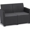 Set Salotto da Giardino Rattan Sintetico Grafite con Cuscini 4 Posti