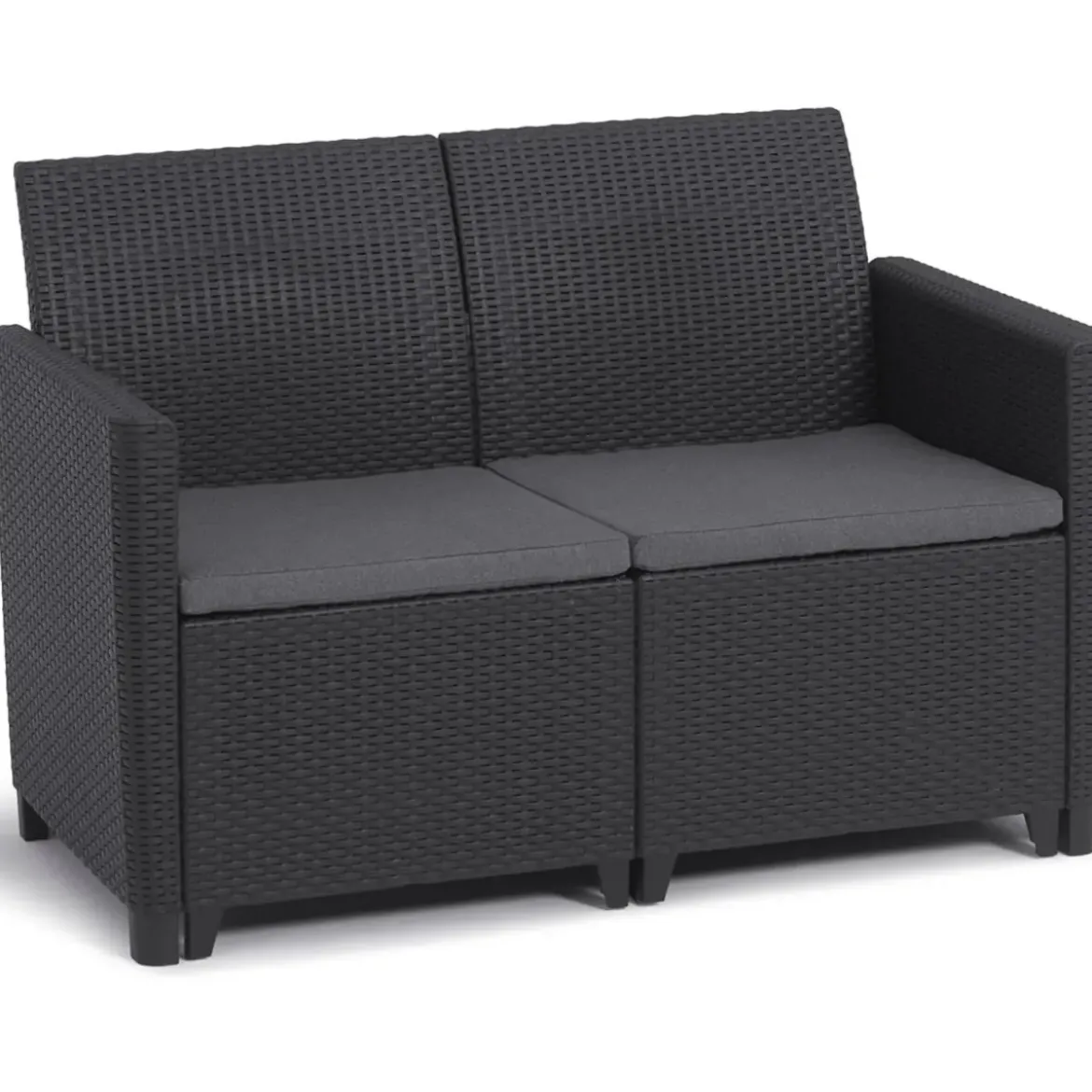 Set Salotto da Giardino Rattan Sintetico Grafite con Cuscini 4 Posti
