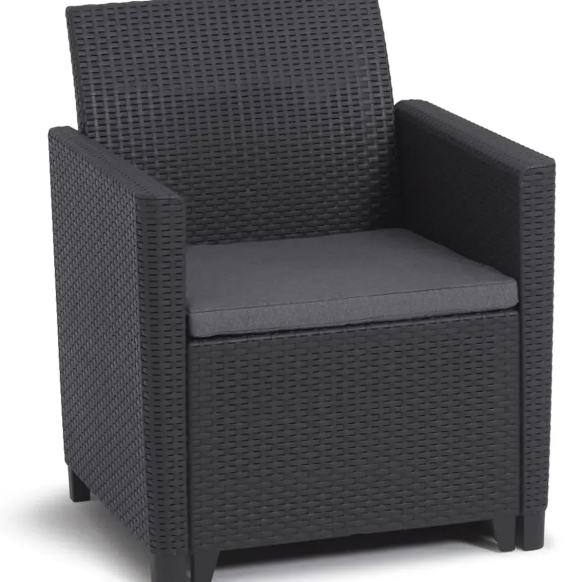 Set Salotto da Giardino Rattan Sintetico Grafite con Cuscini 4 Posti