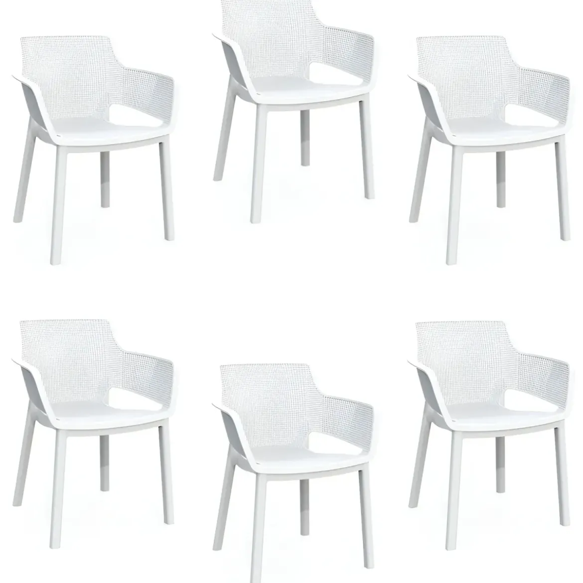 Set 6 Sedie da Esterno Keter Bianco Impilabili Resistenti UV Moderne