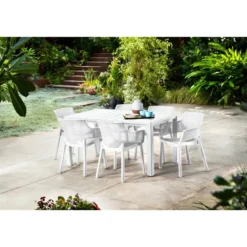 Set 6 Sedie da Esterno Keter Bianco Impilabili Resistenti UV Moderne