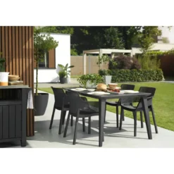 Set 6 Sedie da Esterno Keter Grafite Impilabili Resistenti UV Moderne