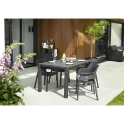 Set 6 Sedie da Esterno Keter Grafite Impilabili Resistenti UV Moderne