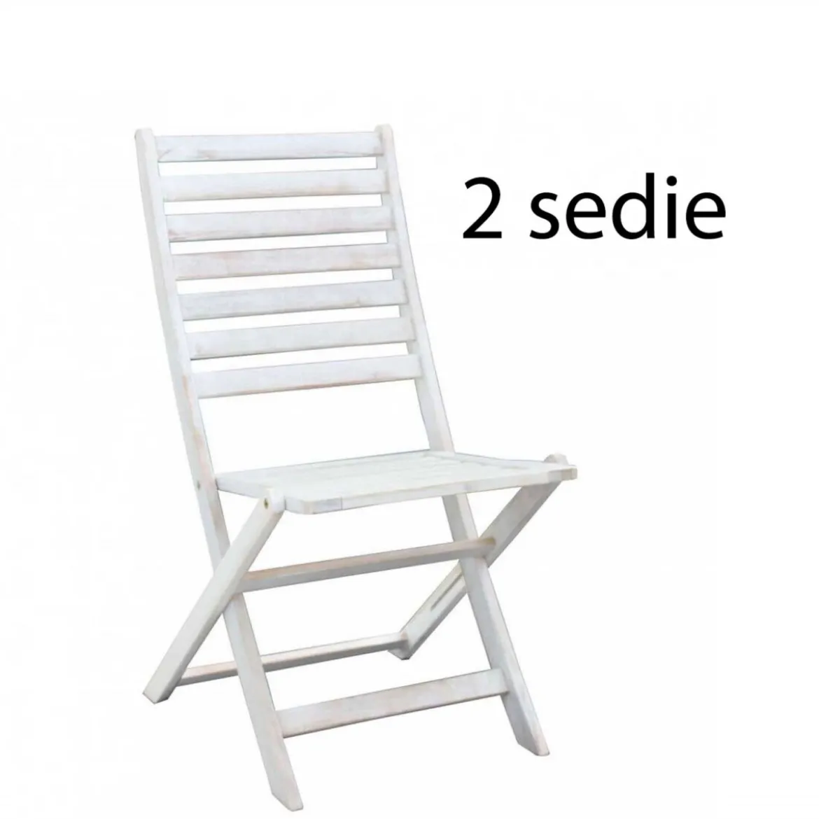 Set 2 Sedie da Giardino Bianco Pieghevoli in Legno Poltrona da Esterno