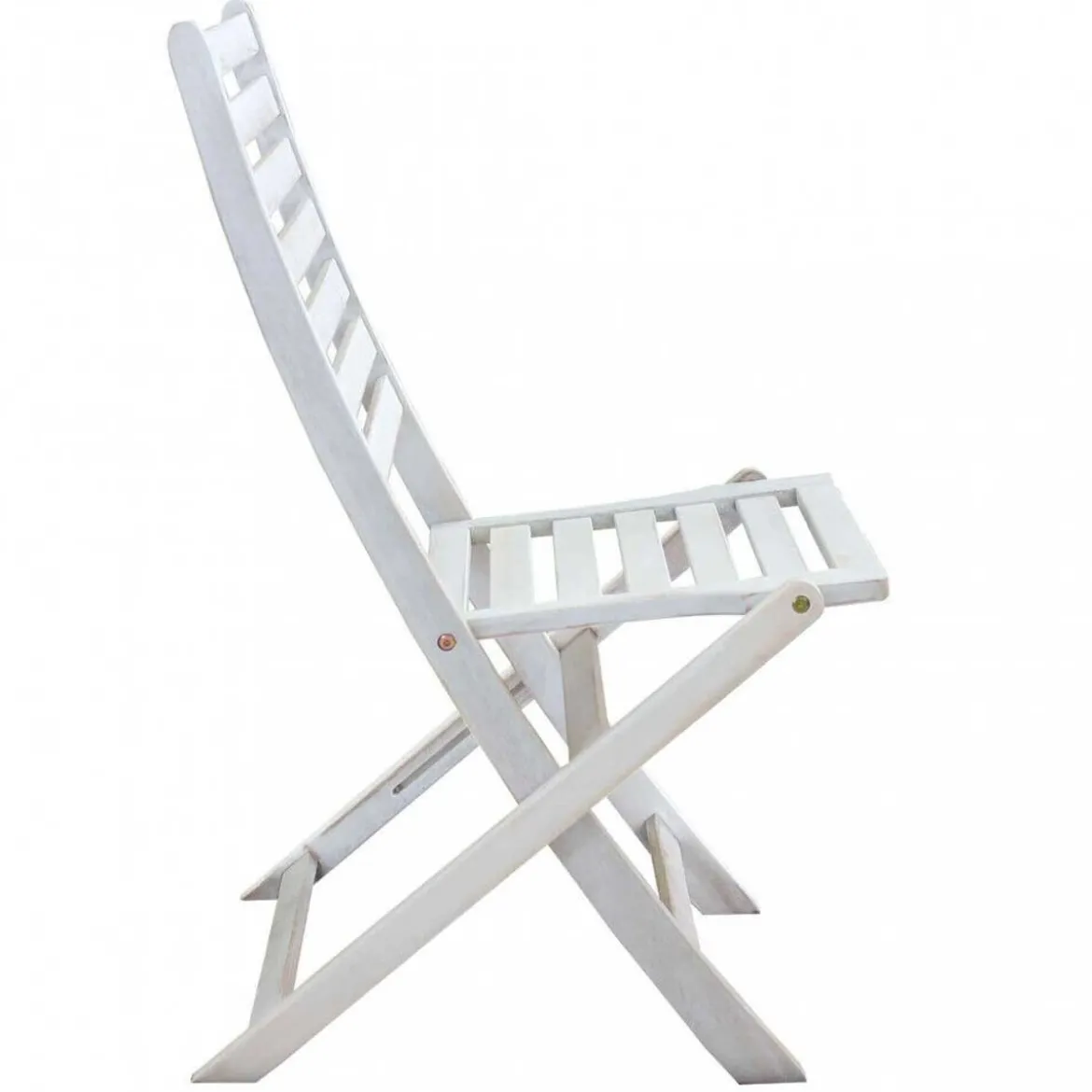 Set 2 Sedie da Giardino Bianco Pieghevoli in Legno Poltrona da Esterno