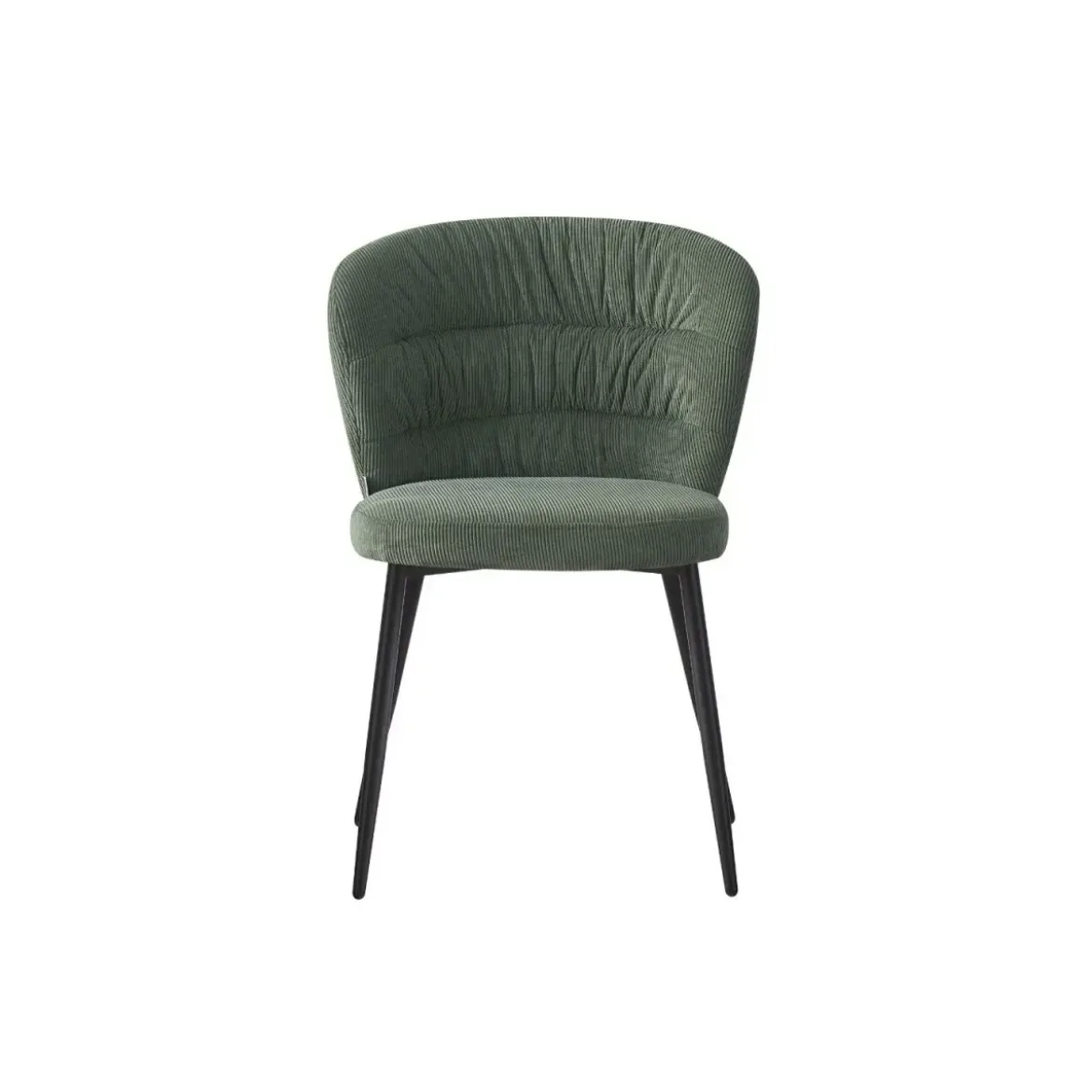Set 4 Sedie da Interno Imbottite in Tessuto Verde Gambe in Metallo Nero