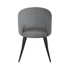 Set 2 Sedie da Interno Imbottite in Tessuto Grigio con Gambe Nere