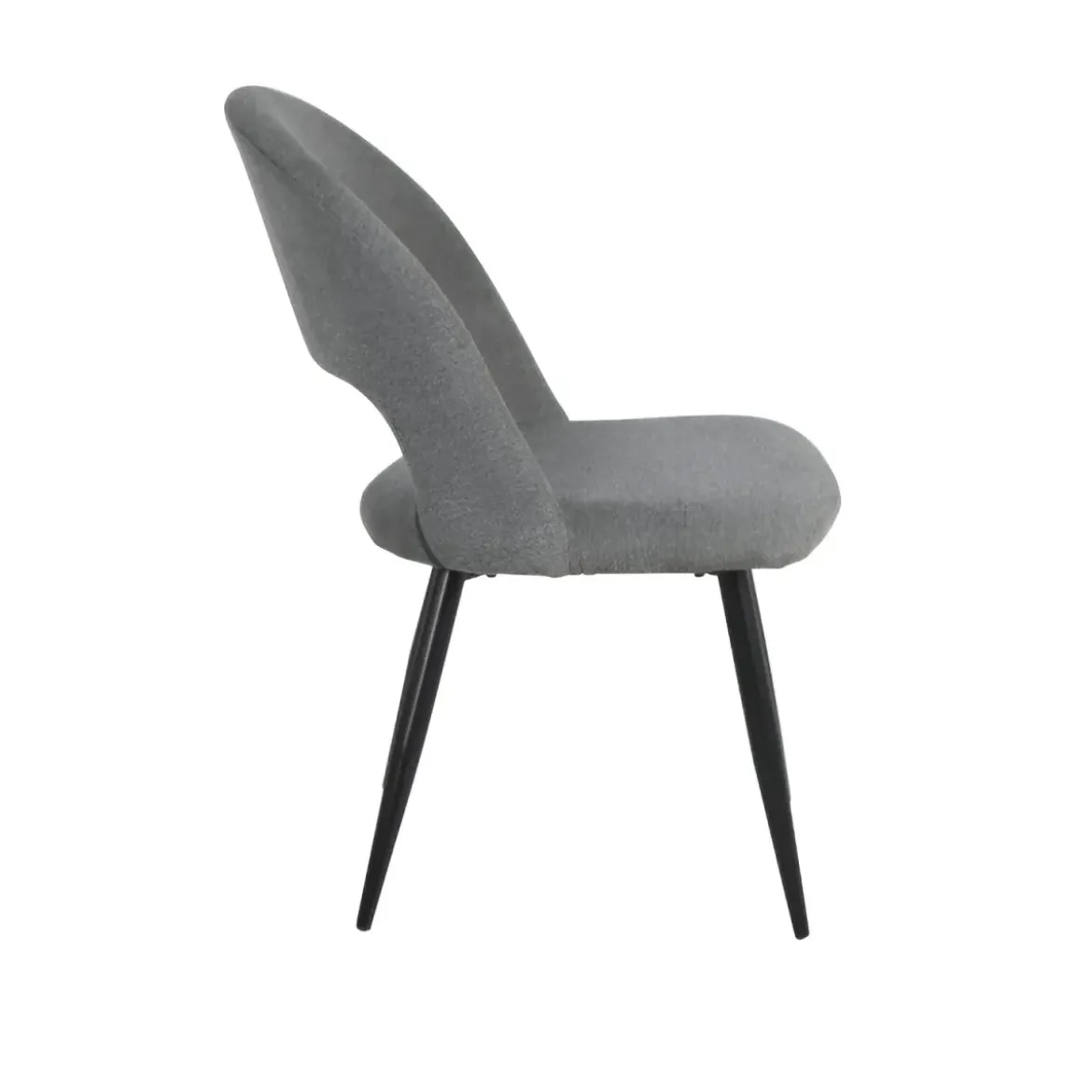 Set 2 Sedie da Interno Imbottite in Tessuto Grigio con Gambe Nere