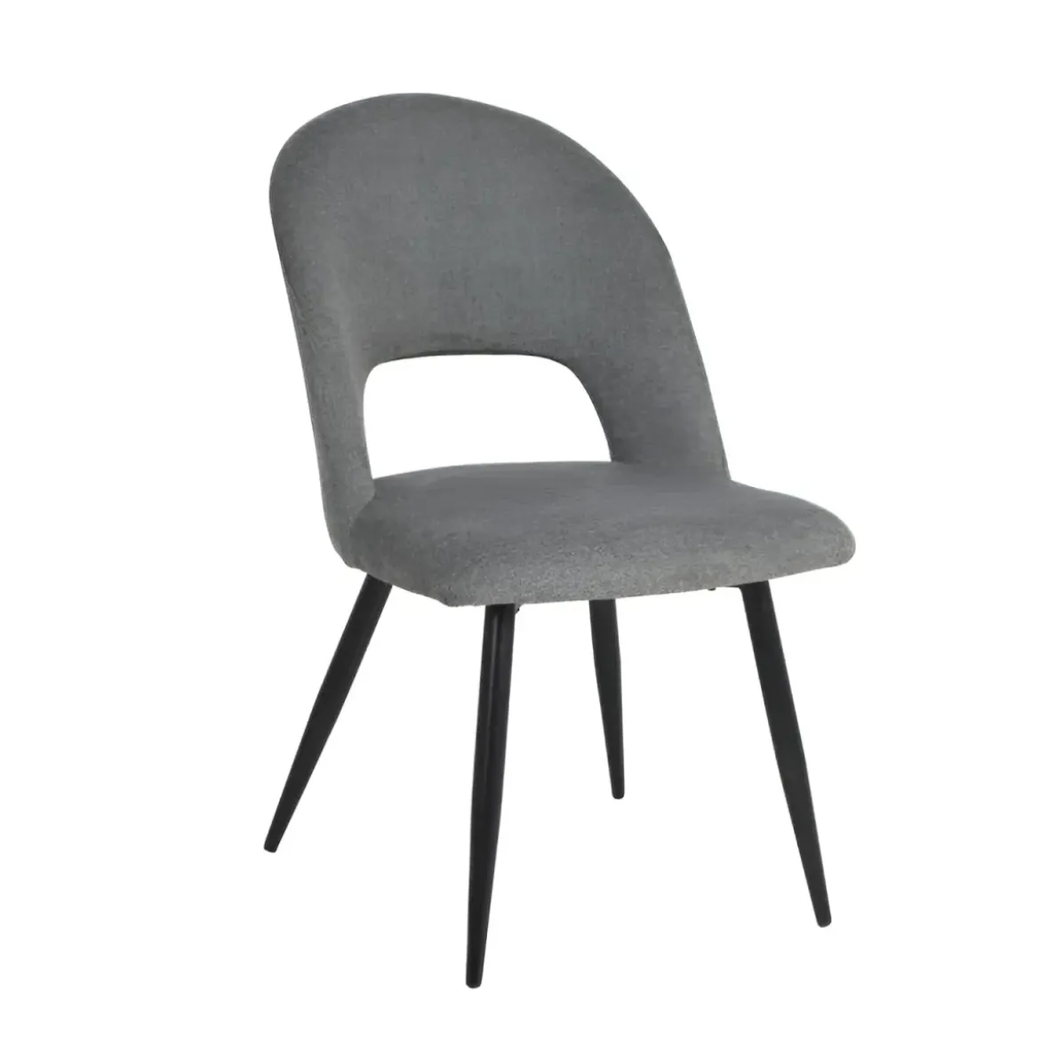 Set 2 Sedie da Interno Imbottite in Tessuto Grigio con Gambe Nere