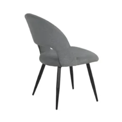 Set 2 Sedie da Interno Imbottite in Tessuto Grigio con Gambe Nere