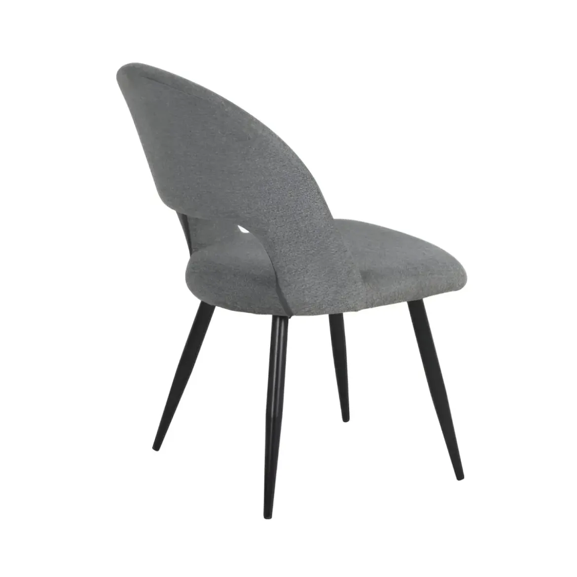 Set 2 Sedie da Interno Imbottite in Tessuto Grigio con Gambe Nere
