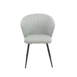 Set 2 Sedie da Interno Imbottite in Tessuto Grigio Chiaro Gambe Nere