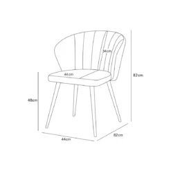 Set 2 Sedie da Interno Imbottite in Tessuto Grigio Scuro Gambe Nere