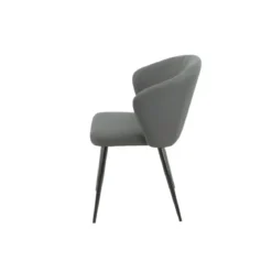 Set 2 Sedie da Interno Imbottite in Tessuto Grigio Scuro Gambe Nere