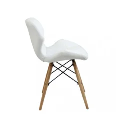 Set 4 Sedie da Pranzo Bianco con Gambe in Legno seduta in PU